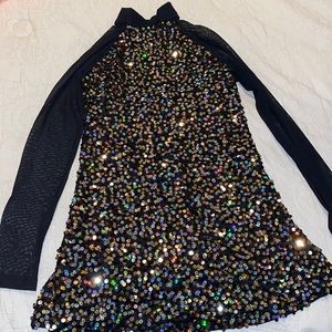 Black sequence dance dress for girls